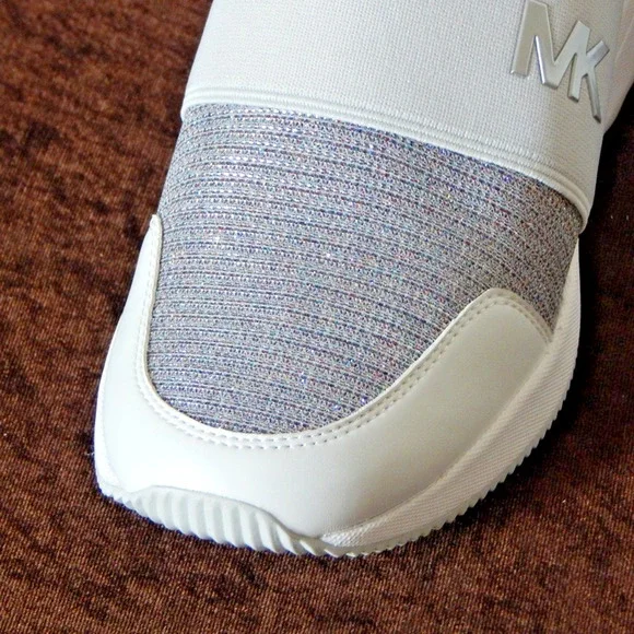Michael Kors Felix Trainer Silver Rainbow Glitter Wedge Sneaker Shoe 8.5 M NIB - Picture 9 of 11